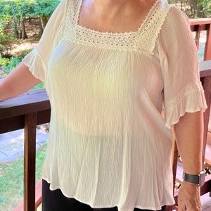 Maurices dressy pullover blouse, large, white